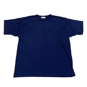 Vintage 80s/90s Lindsey Blake Navy Blue Pocket T-Shirt Medium